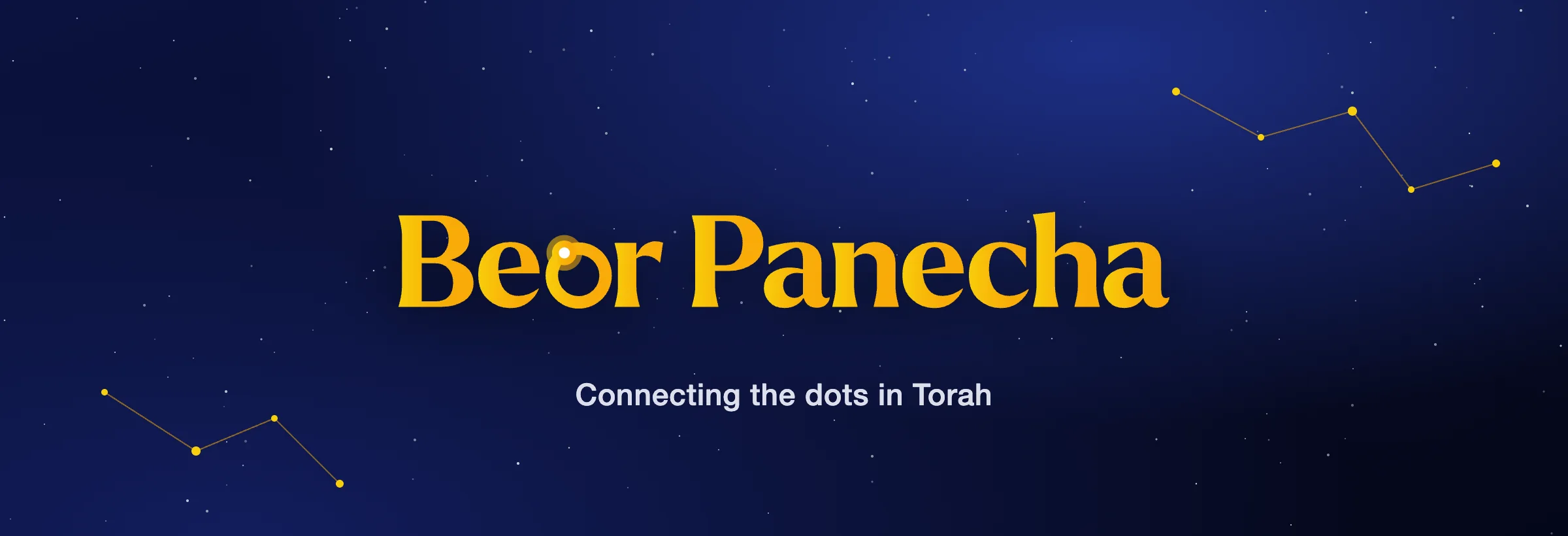 Beor Panecha wordmark over a night sky with gold constellations