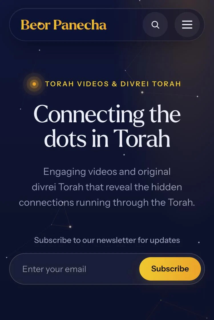Beor Panecha home page on a phone
